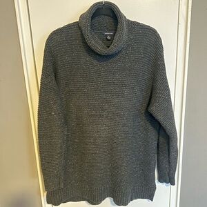 Lands’ End Chunky Knit Cowl Neck Sweater | Dark Charcoal | 1X (16W–18W)